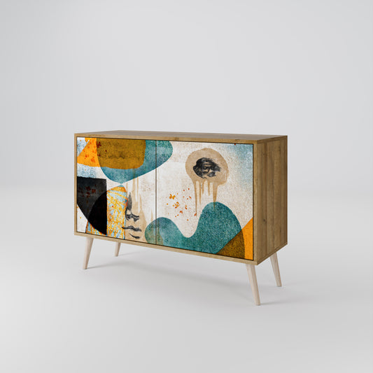 ABSTRACT FACES 2-Door Sideboard in Oak Effect