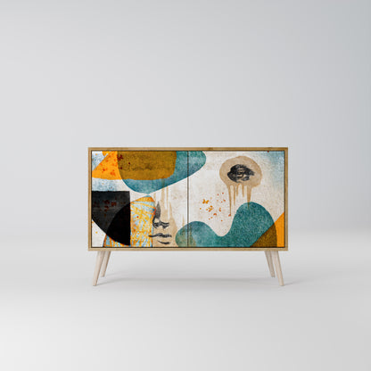 ABSTRACT FACES 2-Door Sideboard in Oak Effect