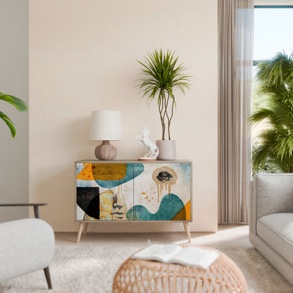 ABSTRACT FACES 2-Door Sideboard in Oak Effect