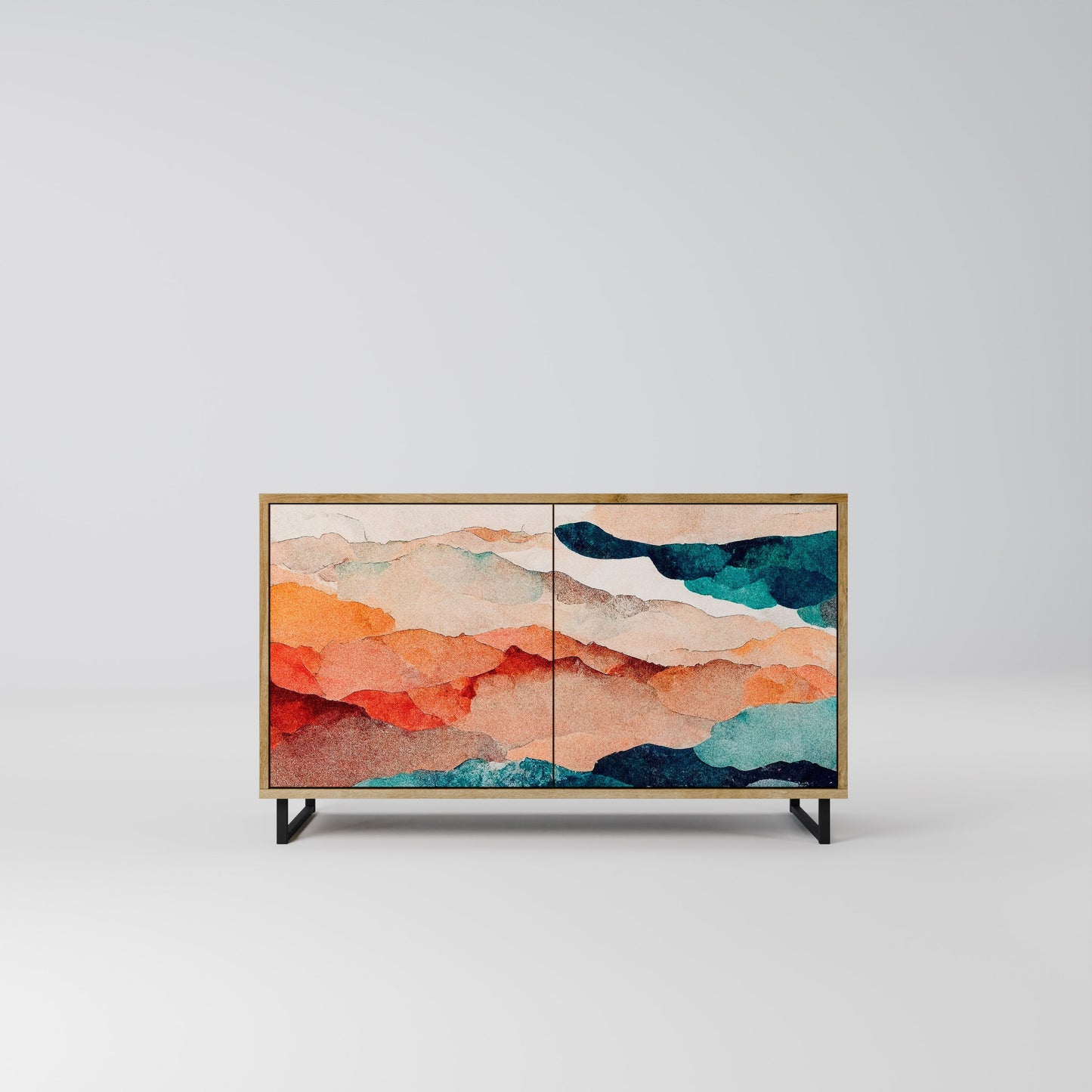 ABSTRACT LANDSCAPE 2-Door Sideboard in Oak Effect