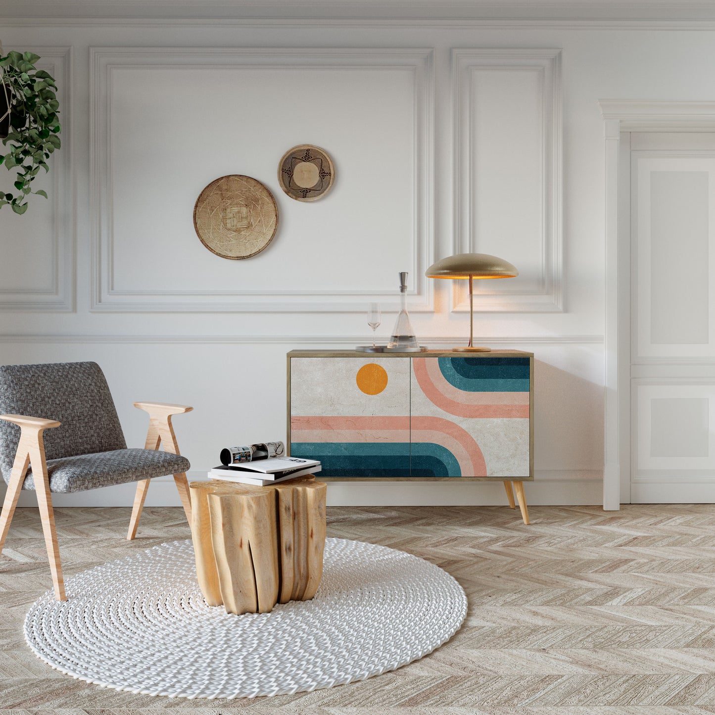 TWO HALVES Madia a 2 Ante in Effetto Rovere