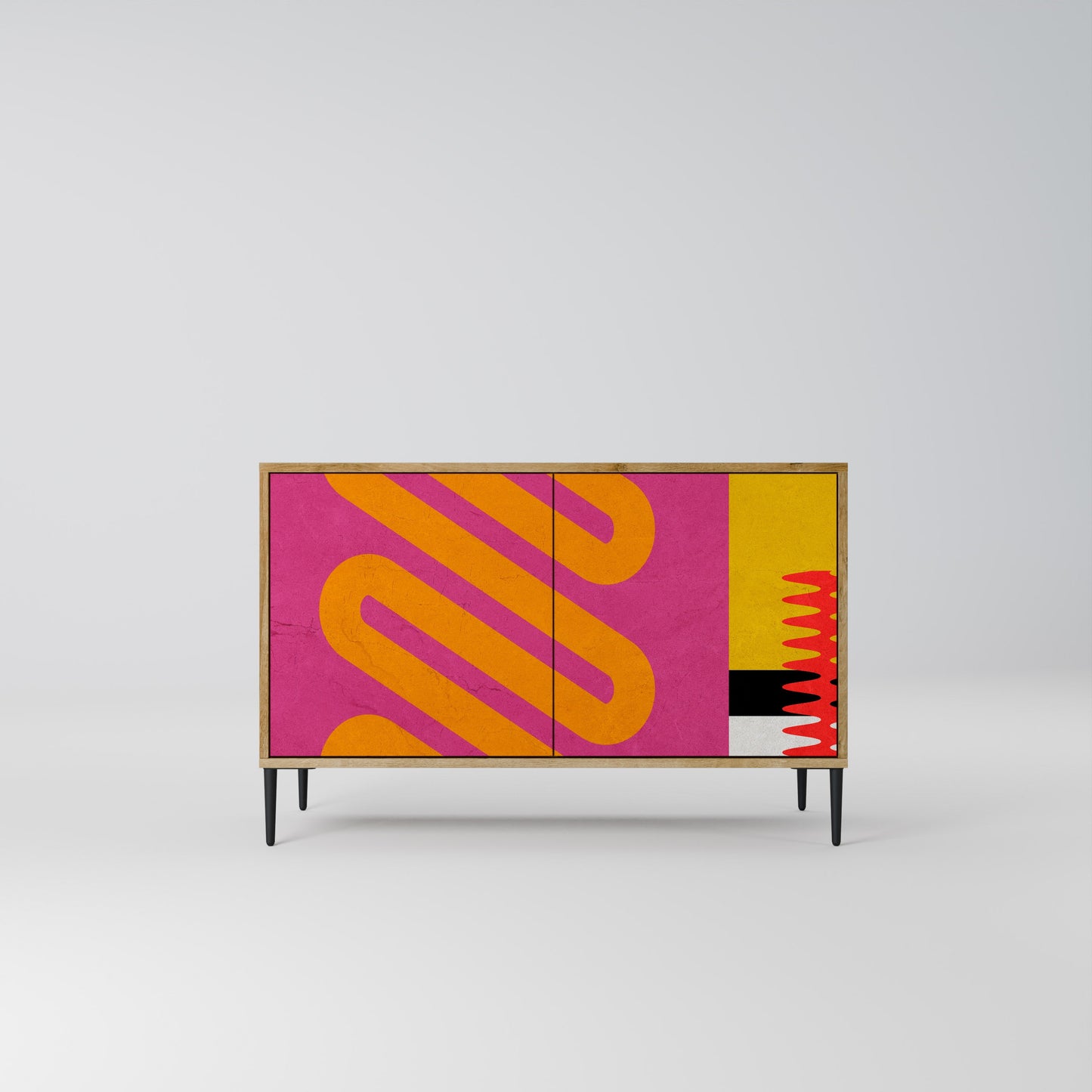 VIVID ART Madia a 2 Ante in Effetto Rovere