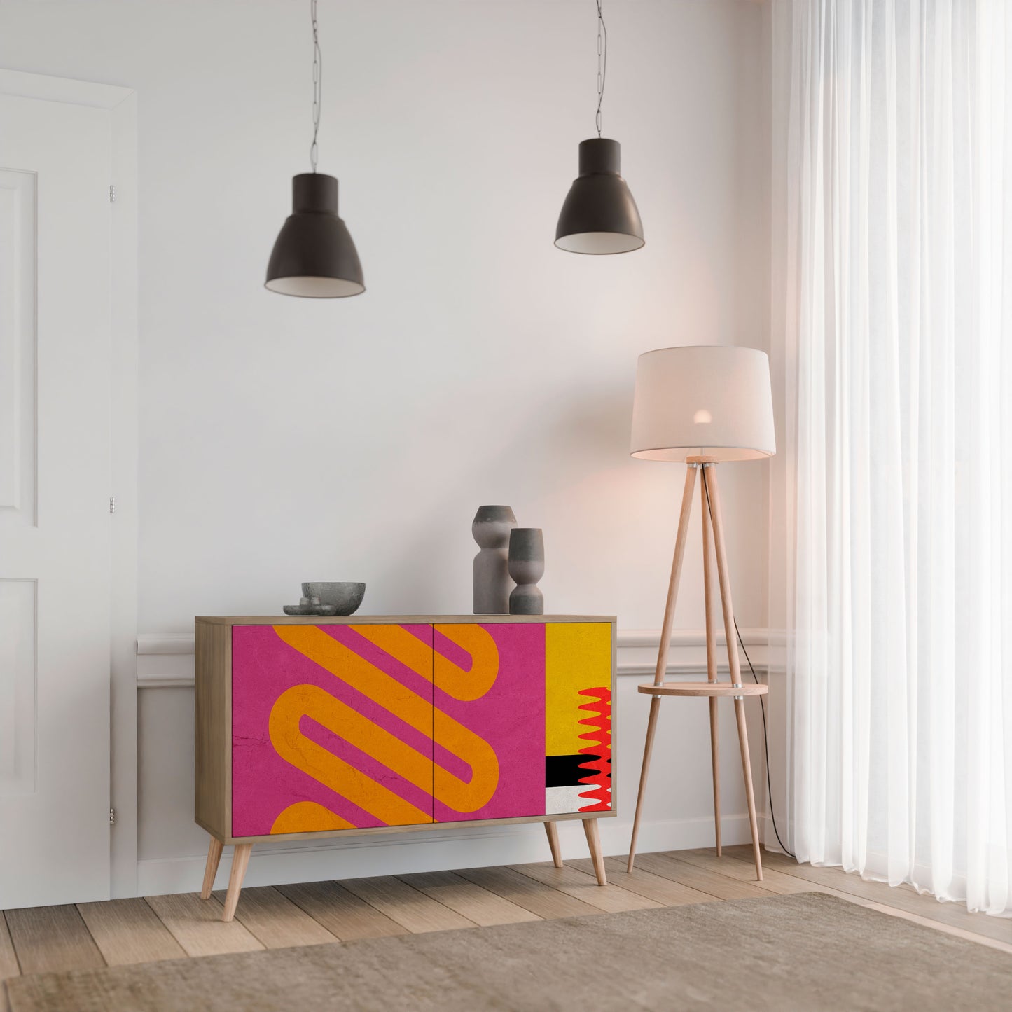 VIVID ART Madia a 2 Ante in Effetto Rovere