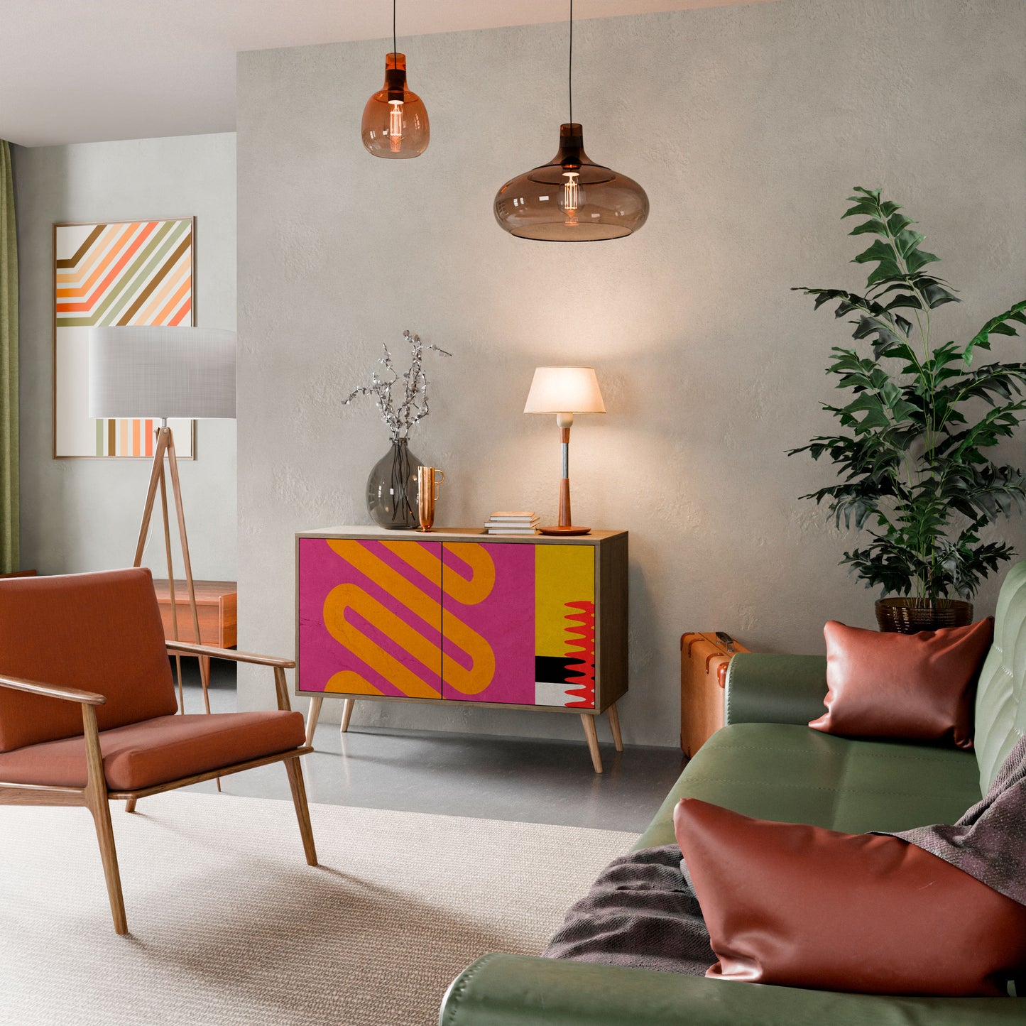 VIVID ART Madia a 2 Ante in Effetto Rovere