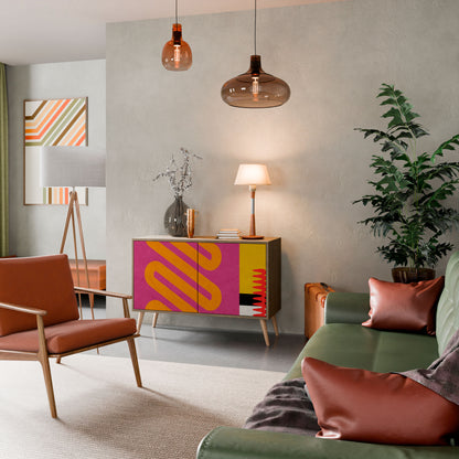 VIVID ART Madia a 2 Ante in Effetto Rovere