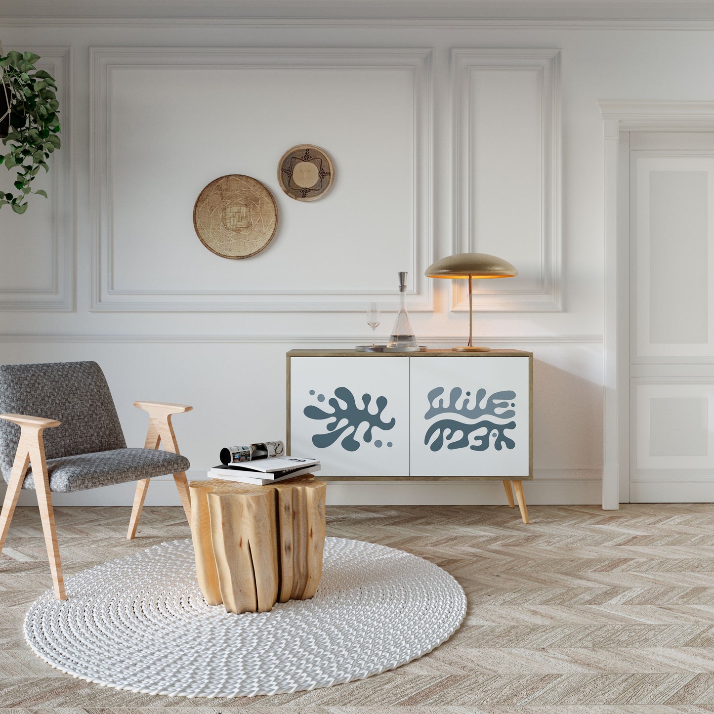 WONDERLAND VEGETATION Madia a 2 Ante in Effetto Rovere