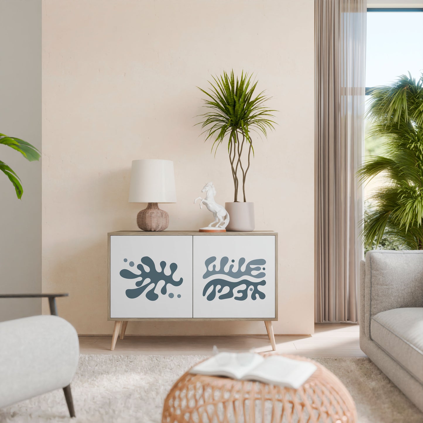 WONDERLAND VEGETATION Madia a 2 Ante in Effetto Rovere