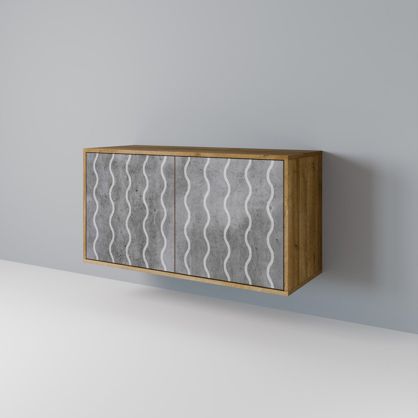 WAVES OF CONCRETE 2-Door Sideboard in Oak Effect