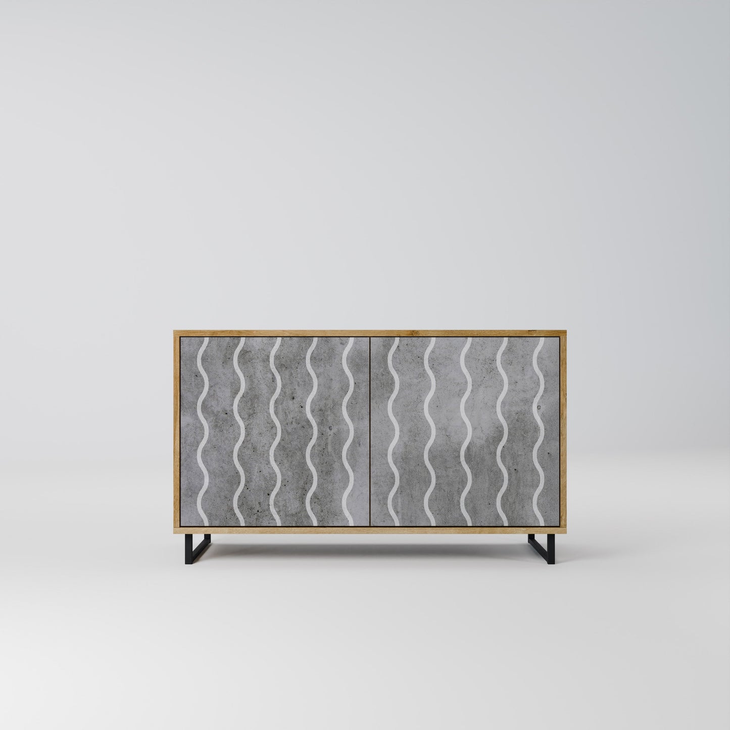WAVES OF CONCRETE 2-Door Sideboard in Oak Effect