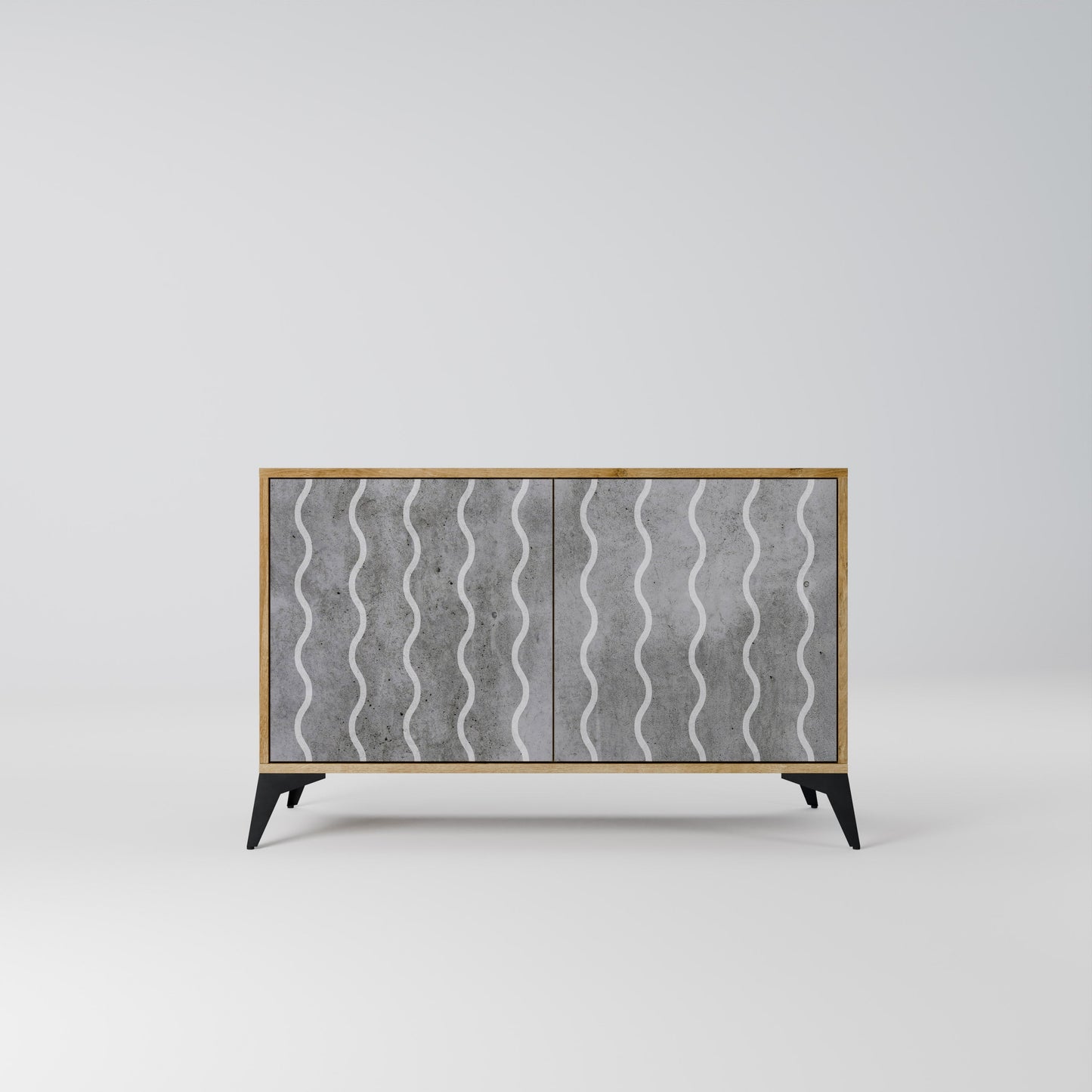 WAVES OF CONCRETE 2-Door Sideboard in Oak Effect
