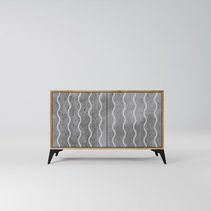 WAVES OF CONCRETE 2-Door Sideboard in Oak Effect