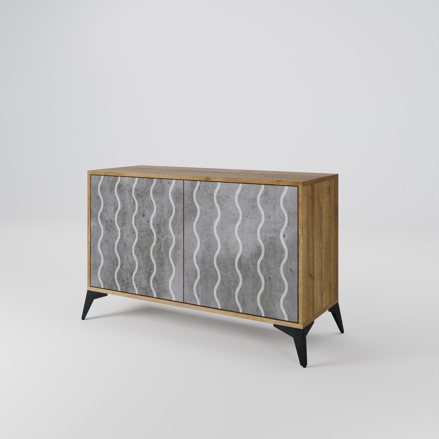WAVES OF CONCRETE 2-Door Sideboard in Oak Effect