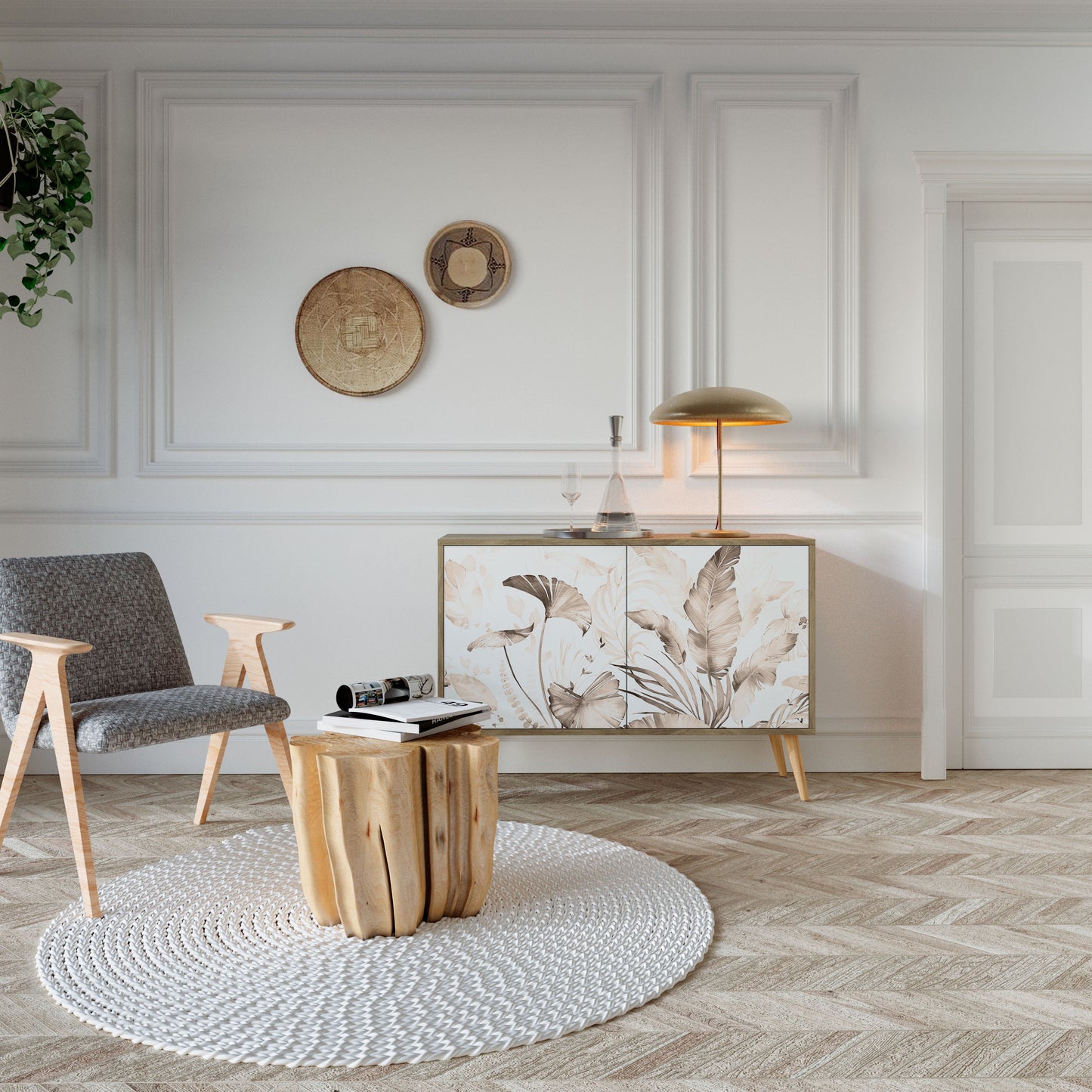 WILD TENDERNESS Madia a 2 Ante in Effetto Rovere