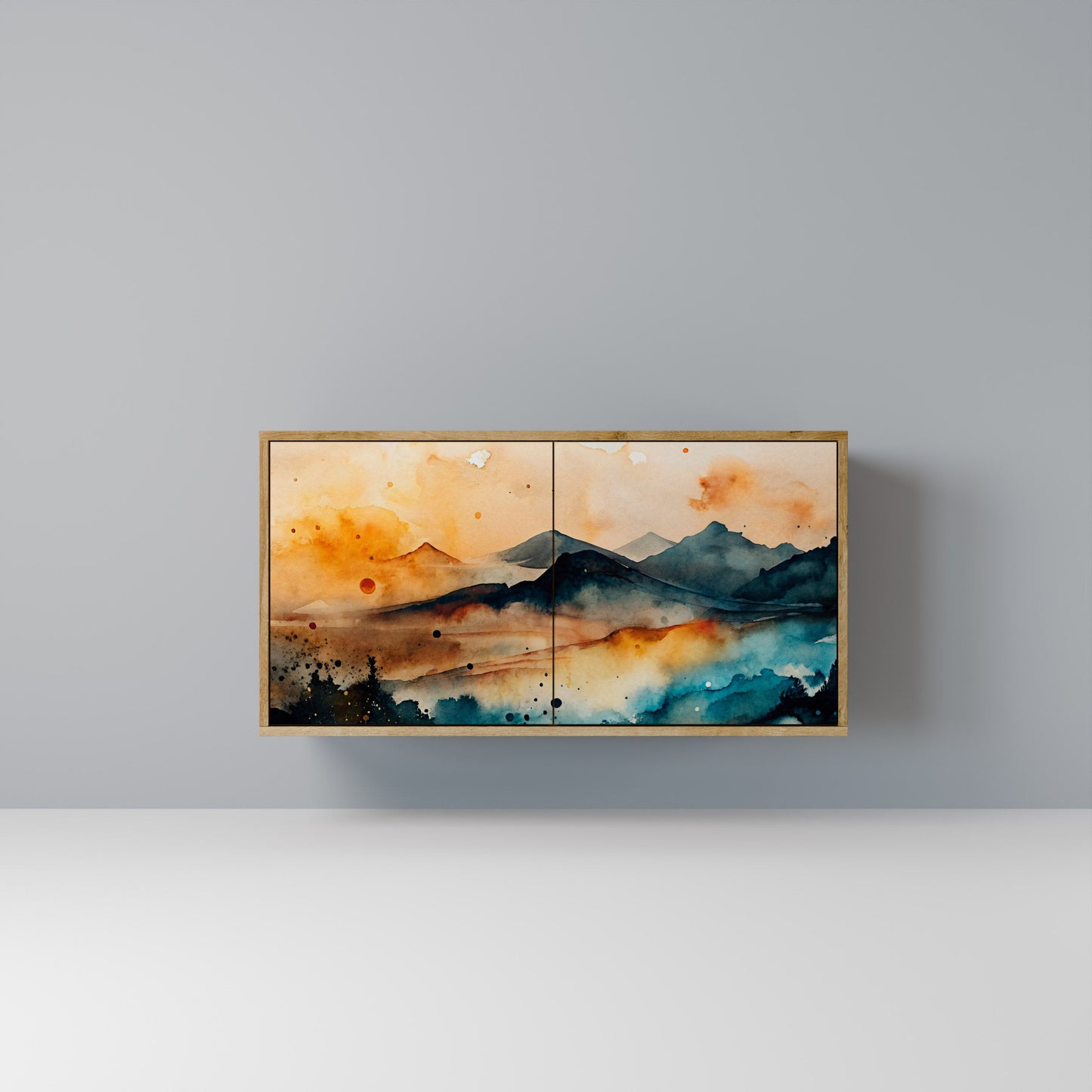 Credenza a 2 ante OMINOUS MOUNTAINS in effetto rovere