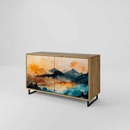 Credenza a 2 ante OMINOUS MOUNTAINS in effetto rovere