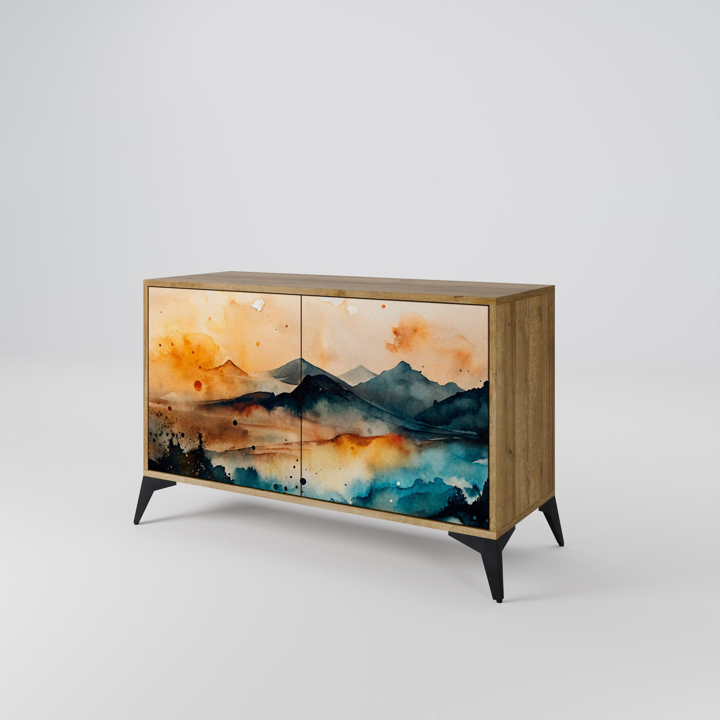 Credenza a 2 ante OMINOUS MOUNTAINS in effetto rovere