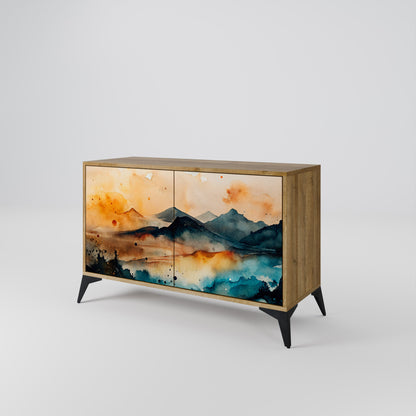 Credenza a 2 ante OMINOUS MOUNTAINS in effetto rovere