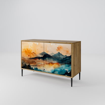Credenza a 2 ante OMINOUS MOUNTAINS in effetto rovere