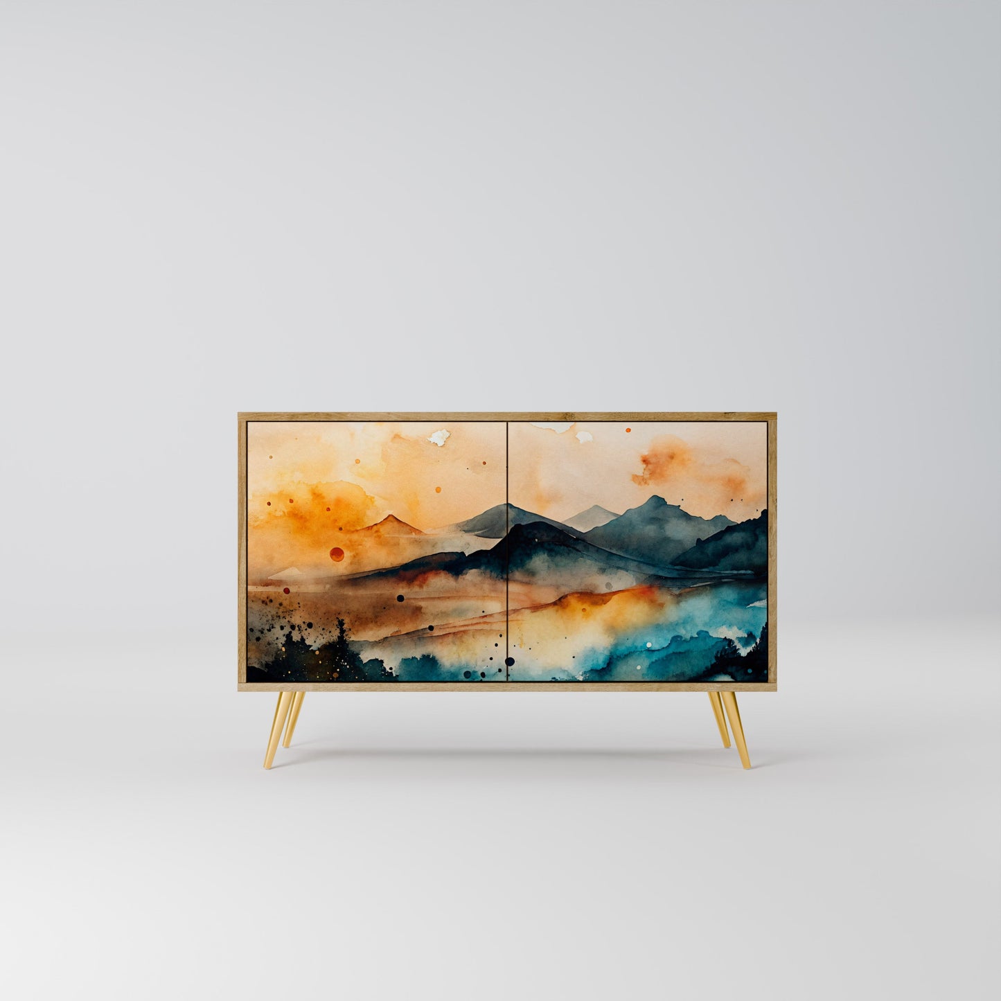 Credenza a 2 ante OMINOUS MOUNTAINS in effetto rovere