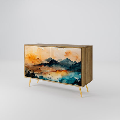 Credenza a 2 ante OMINOUS MOUNTAINS in effetto rovere