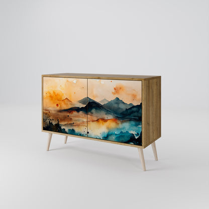 Credenza a 2 ante OMINOUS MOUNTAINS in effetto rovere
