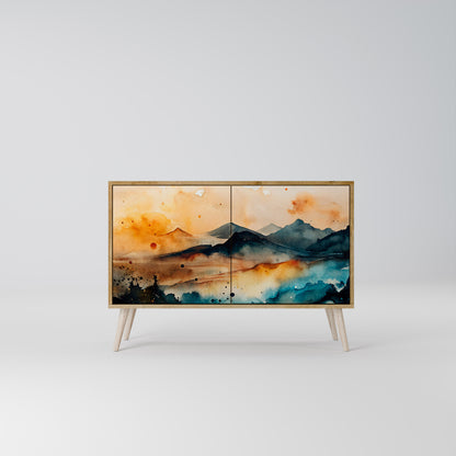 Credenza a 2 ante OMINOUS MOUNTAINS in effetto rovere