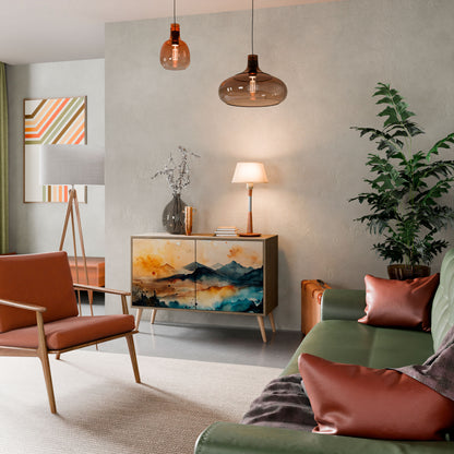 Credenza a 2 ante OMINOUS MOUNTAINS in effetto rovere