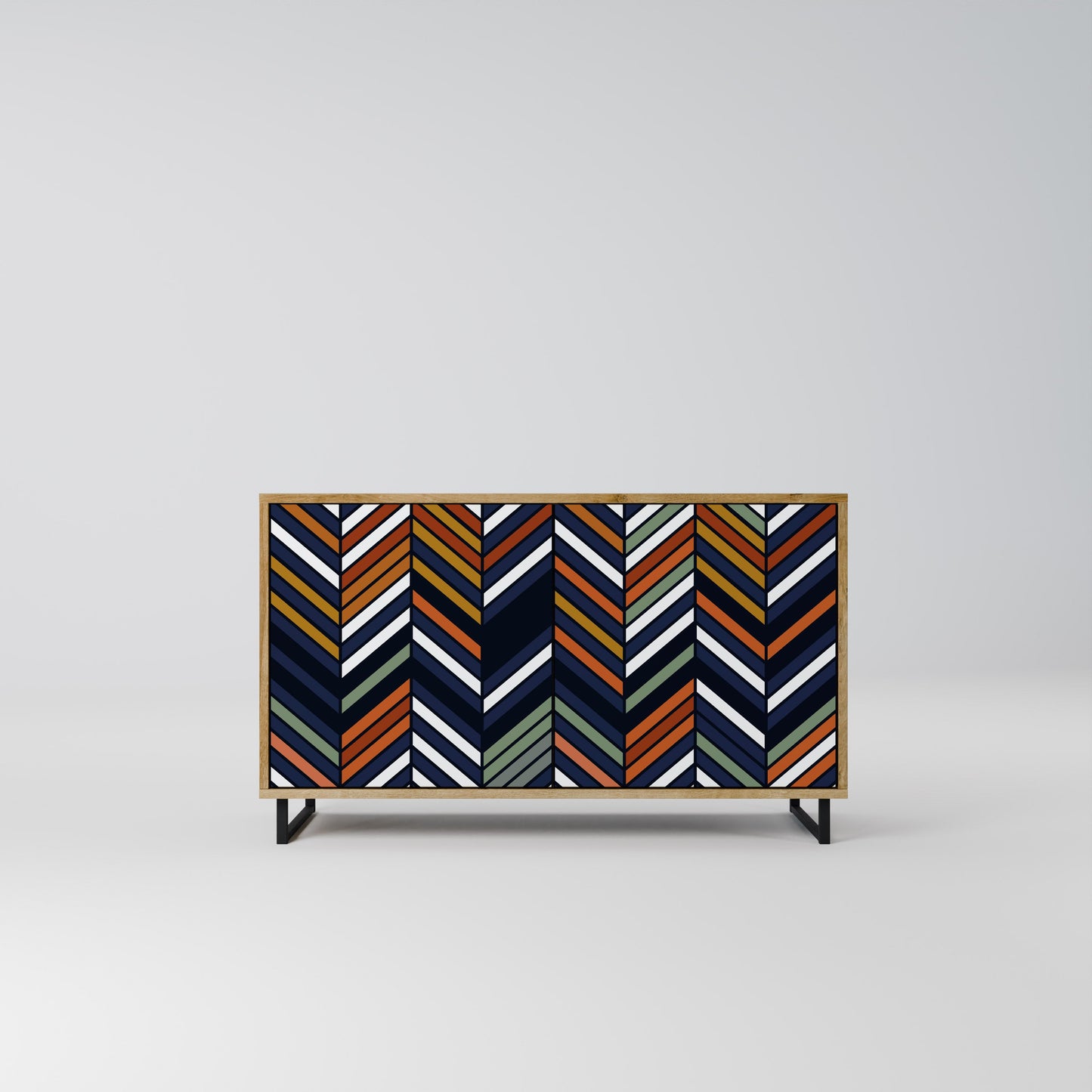 VIBRANT PATCHWORK Madia a 2 Ante in Effetto Rovere