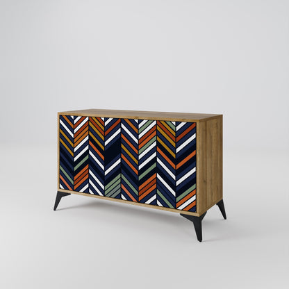 VIBRANT PATCHWORK Madia a 2 Ante in Effetto Rovere