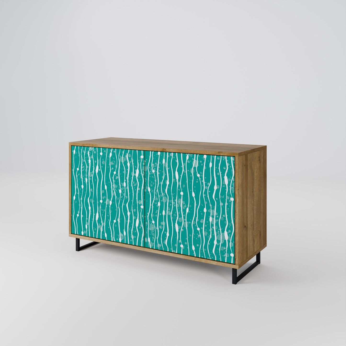 TURQUOISE RAIN 2-Door Sideboard in Oak Effect