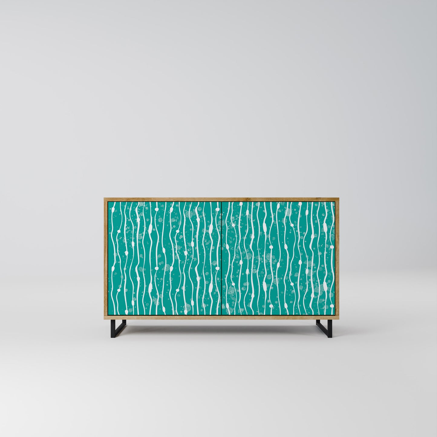 TURQUOISE RAIN 2-Door Sideboard in Oak Effect