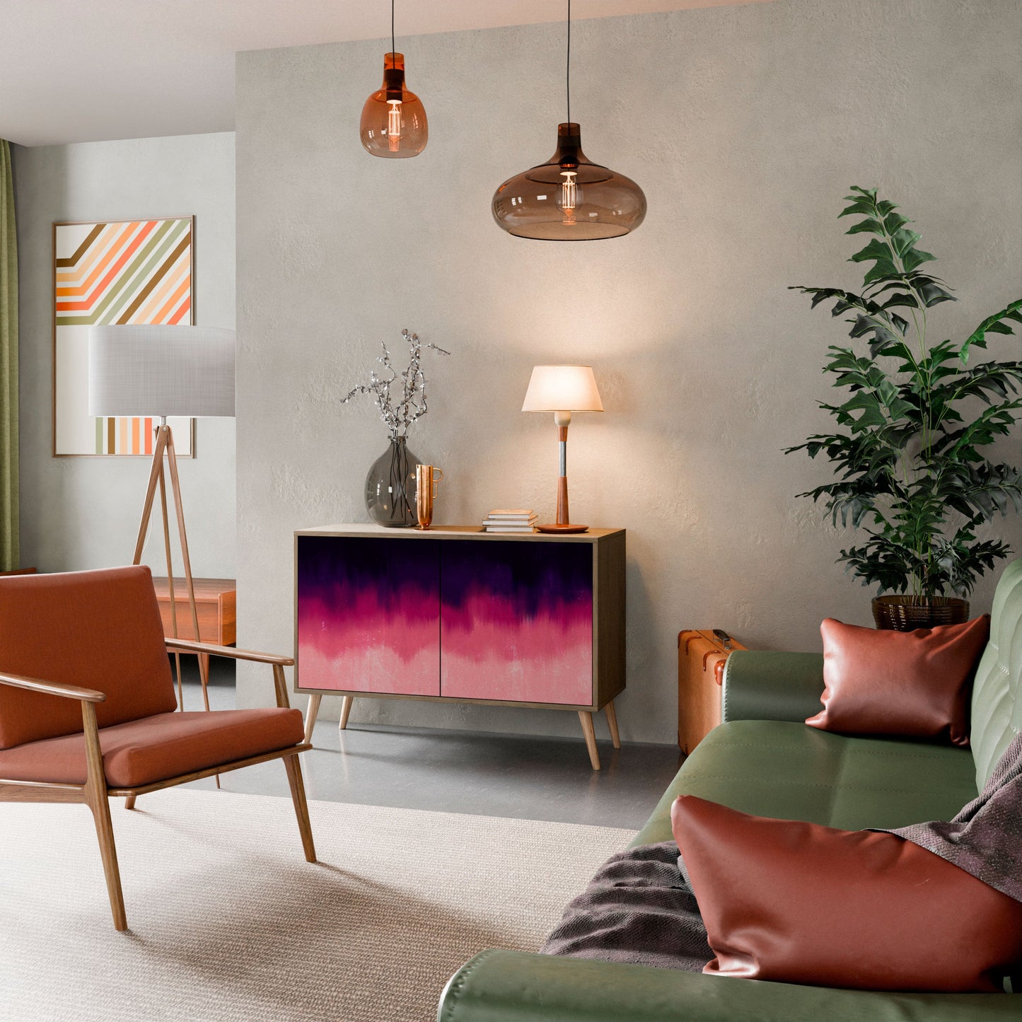 AURORA BOREALIS Madia a 2 Ante in Effetto Rovere