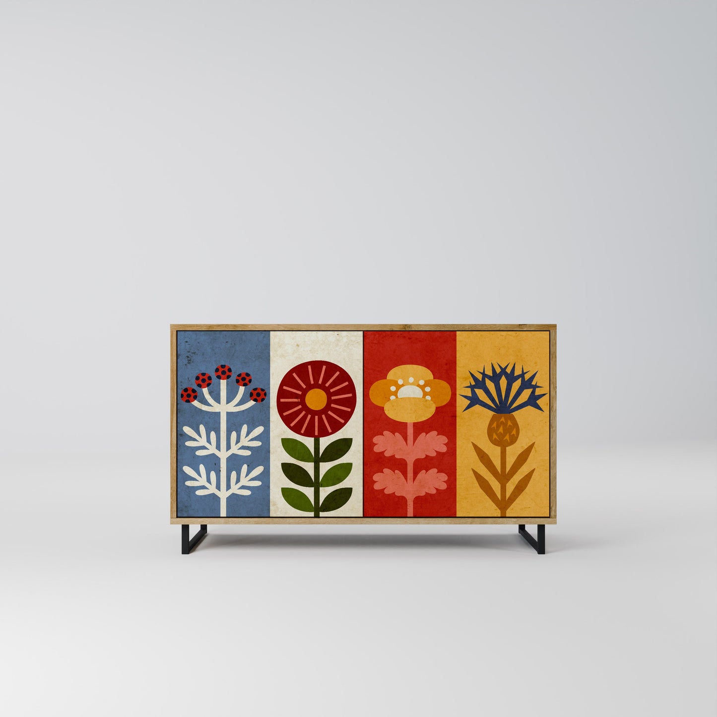 SCANDIC FLOWERET 2-Door Sideboard in Oak Effect