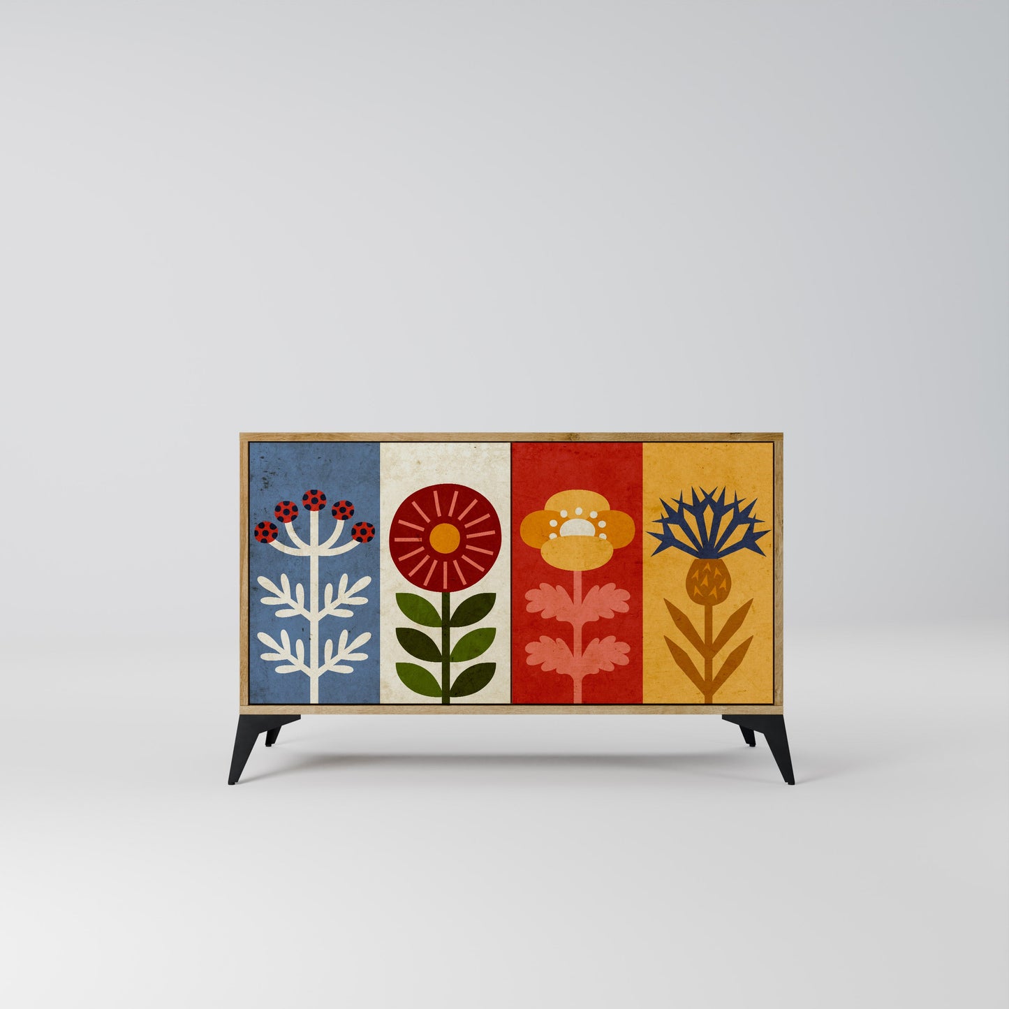 SCANDIC FLOWERET 2-Door Sideboard in Oak Effect