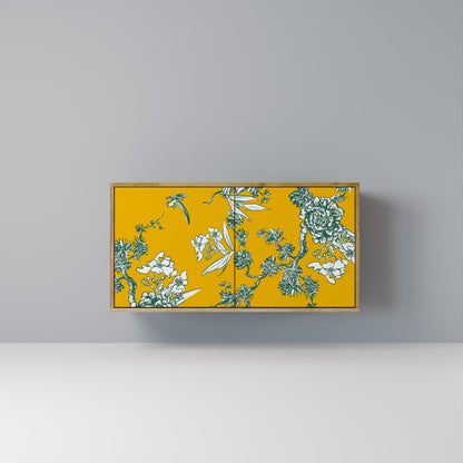 YELLOW CHINOISERIE 2-Door Sideboard in Oak Effect