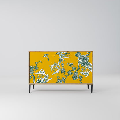 YELLOW CHINOISERIE 2-Door Sideboard in Oak Effect