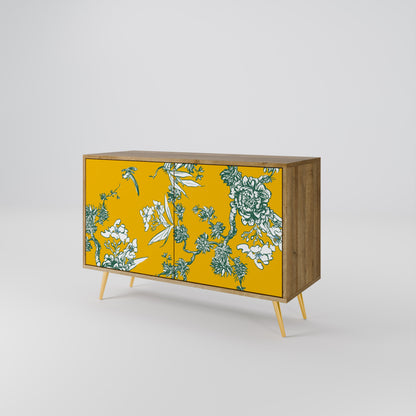 YELLOW CHINOISERIE 2-Door Sideboard in Oak Effect