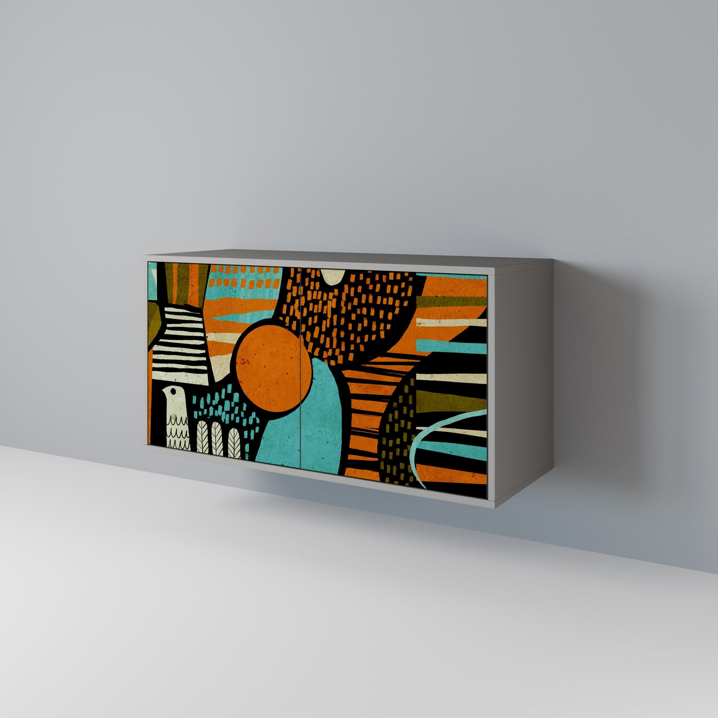 GEODE GLIMMER Madia a 2 Ante in Finitura Grigia