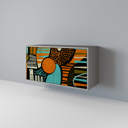 GEODE GLIMMER Madia a 2 Ante in Finitura Grigia