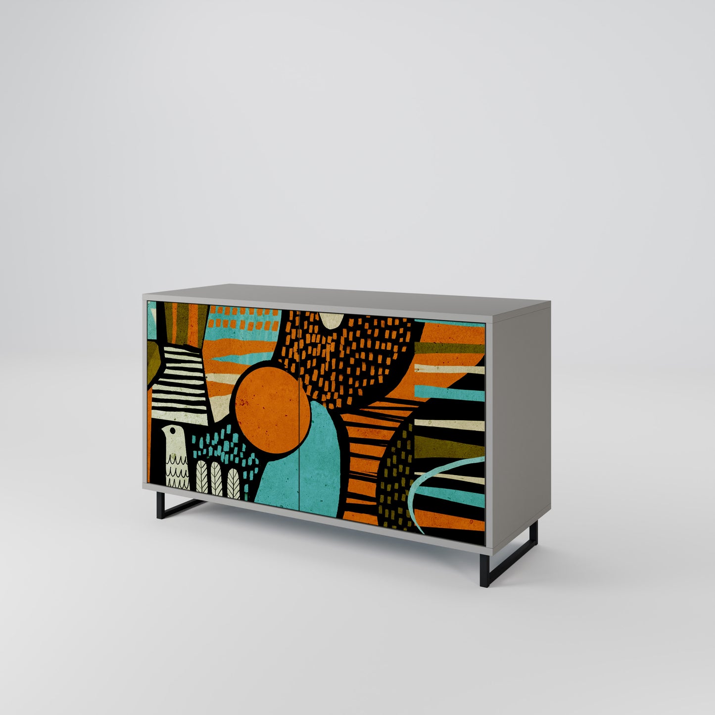 GEODE GLIMMER Madia a 2 Ante in Finitura Grigia