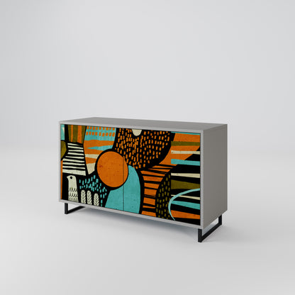 GEODE GLIMMER Madia a 2 Ante in Finitura Grigia