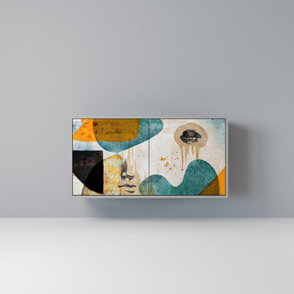 ABSTRACT FACES 2-Door Sideboard in Grey Finish