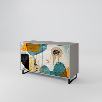 ABSTRACT FACES 2-Door Sideboard in Grey Finish