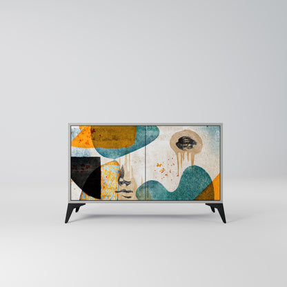 ABSTRACT FACES 2-Door Sideboard in Grey Finish