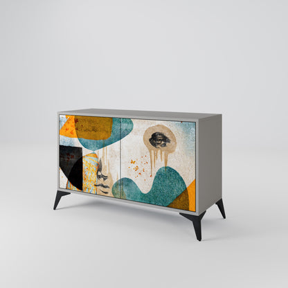 ABSTRACT FACES 2-Door Sideboard in Grey Finish