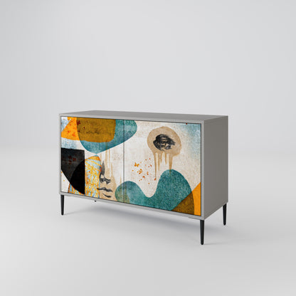 ABSTRACT FACES 2-Door Sideboard in Grey Finish