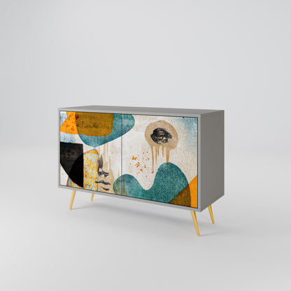 ABSTRACT FACES 2-Door Sideboard in Grey Finish