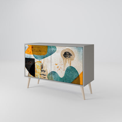 ABSTRACT FACES 2-Door Sideboard in Grey Finish