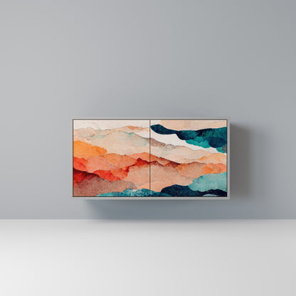 ABSTRACT LANDSCAPE Madia a 2 Ante in Finitura Grigia