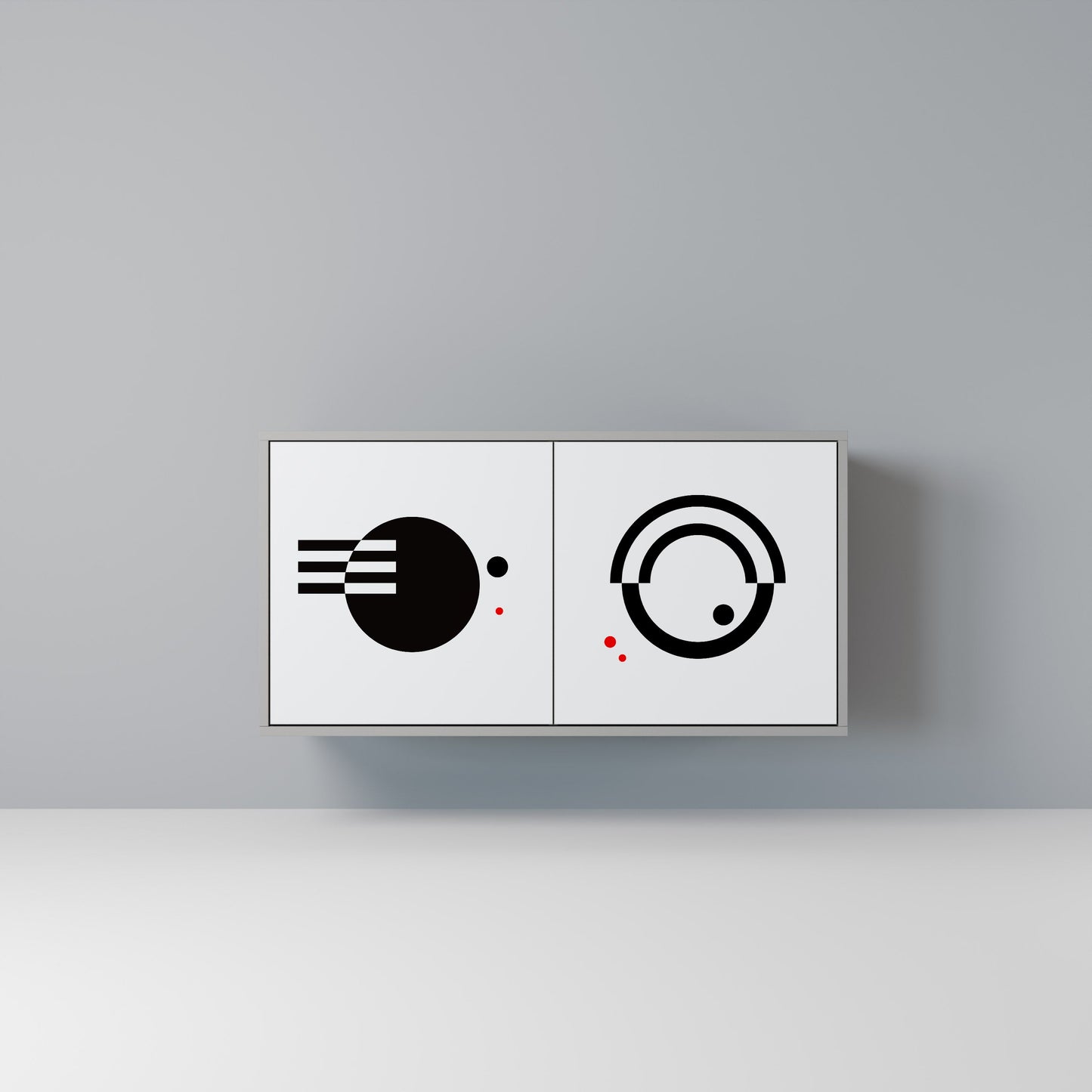 BLACK AND WHITE COMBINATION Madia a 2 Ante in Finitura Grigia